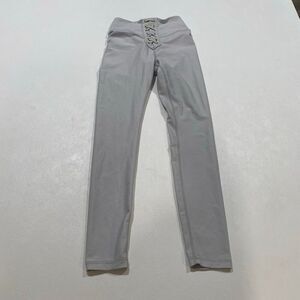 We Wore What Gray Lace Up High Waist Leggings XS Stretch Athleisure Pants